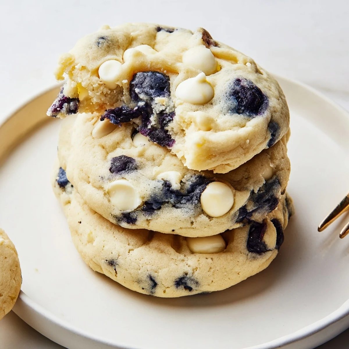 Soft baked lemon blueberry cookies studded with fresh blueberries and white chocolate chips