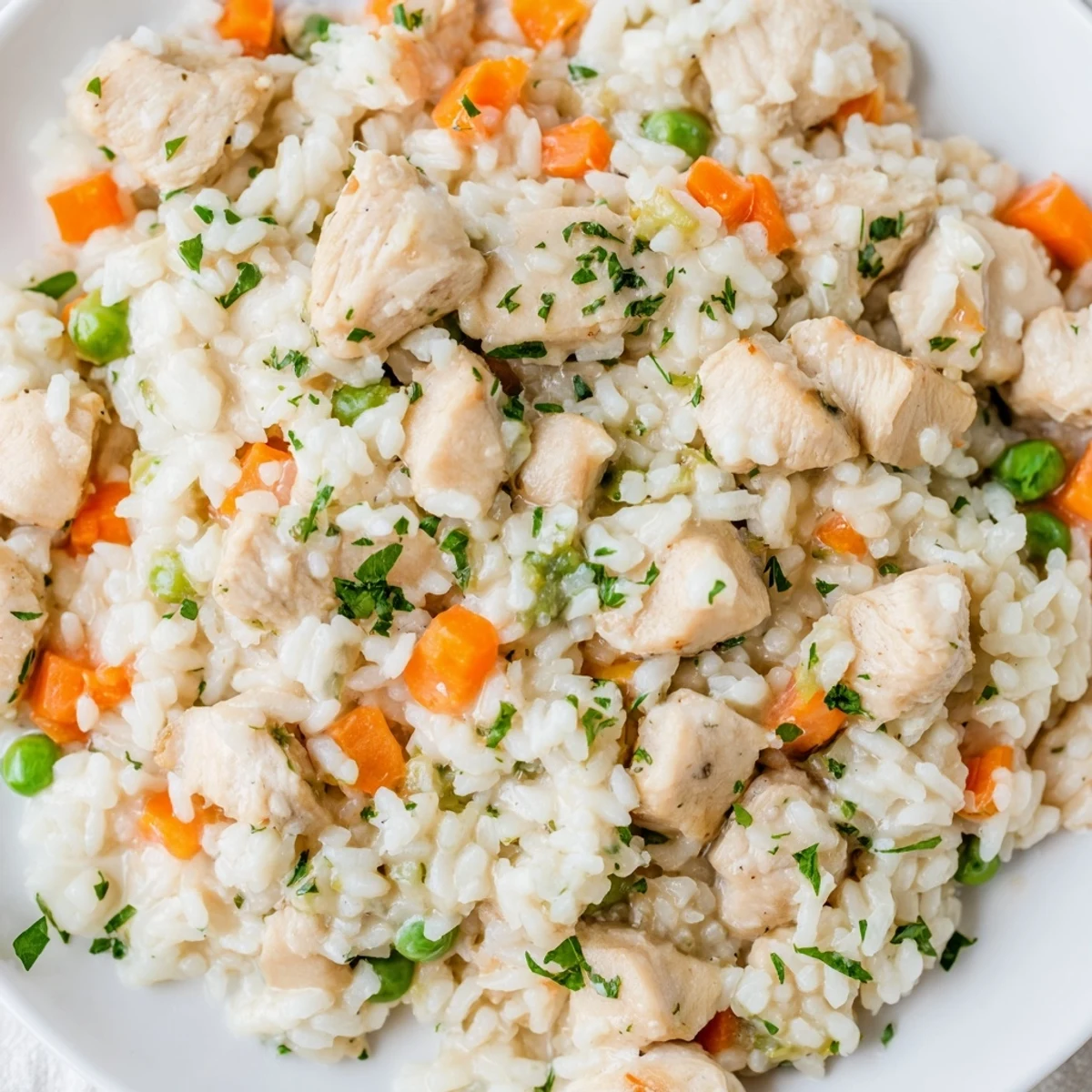 Fluffy rice and seasoned chicken thighs cooked together in this easy Instant Pot chicken and rice recipe