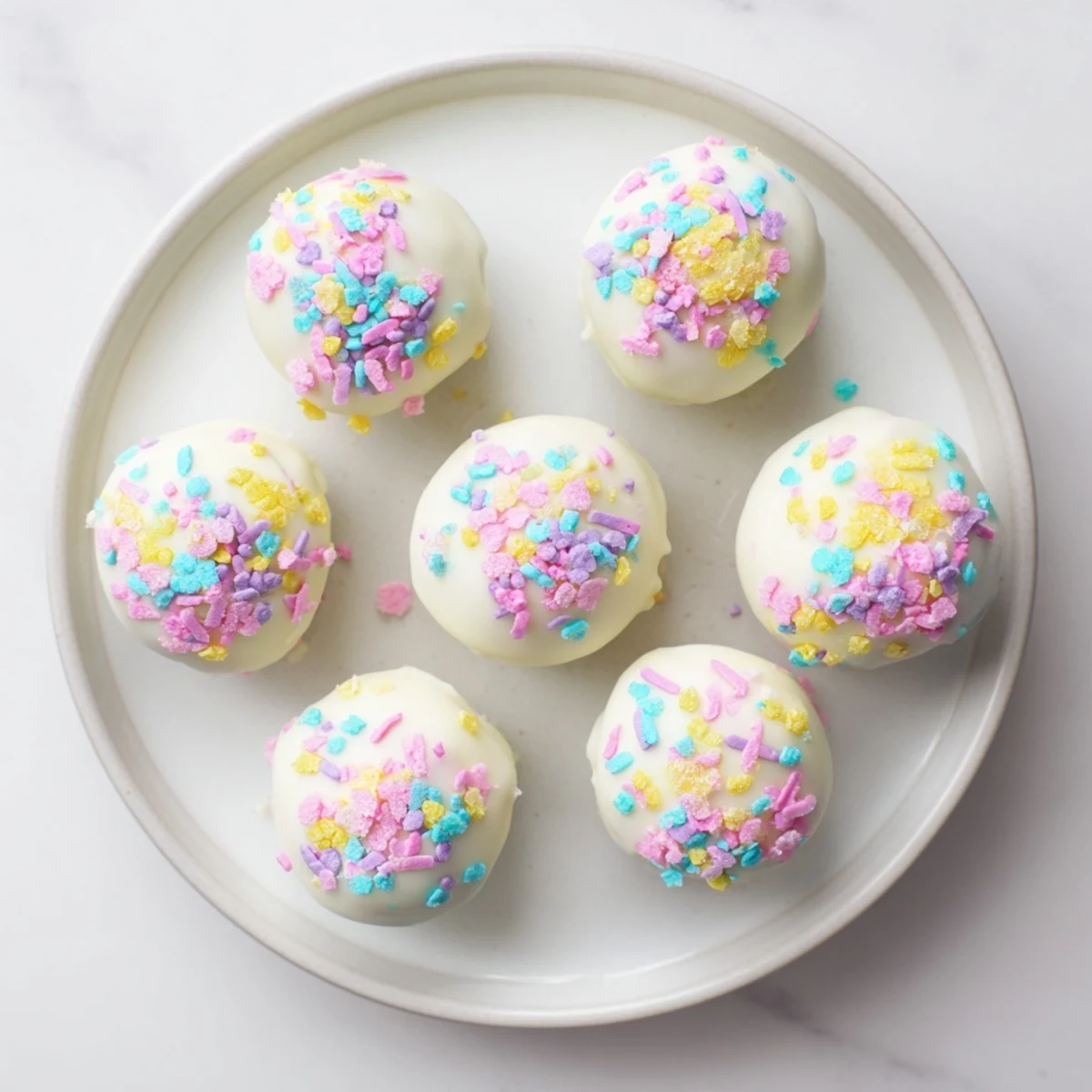 Golden vanilla wafer studded Banana Pudding Easter Truffles arranged on a rustic serving platter