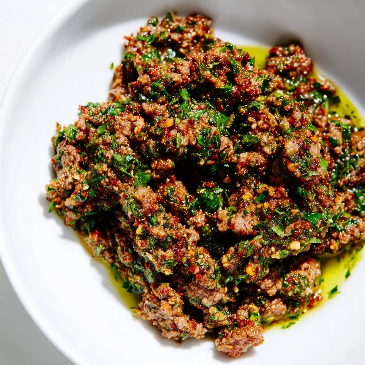 Seasoned chimichurri ground beef served over fluffy rice with crisp cucumber and tomatoes