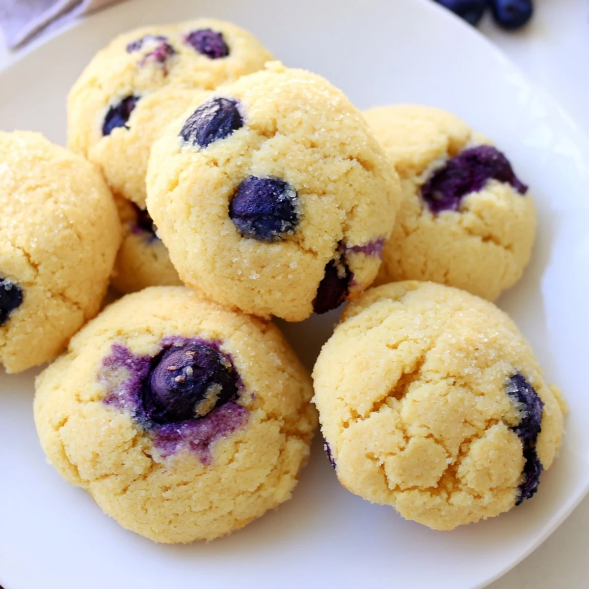 Cake-like blueberry muffin cookies bursting with fresh berries and vanilla flecked throughout