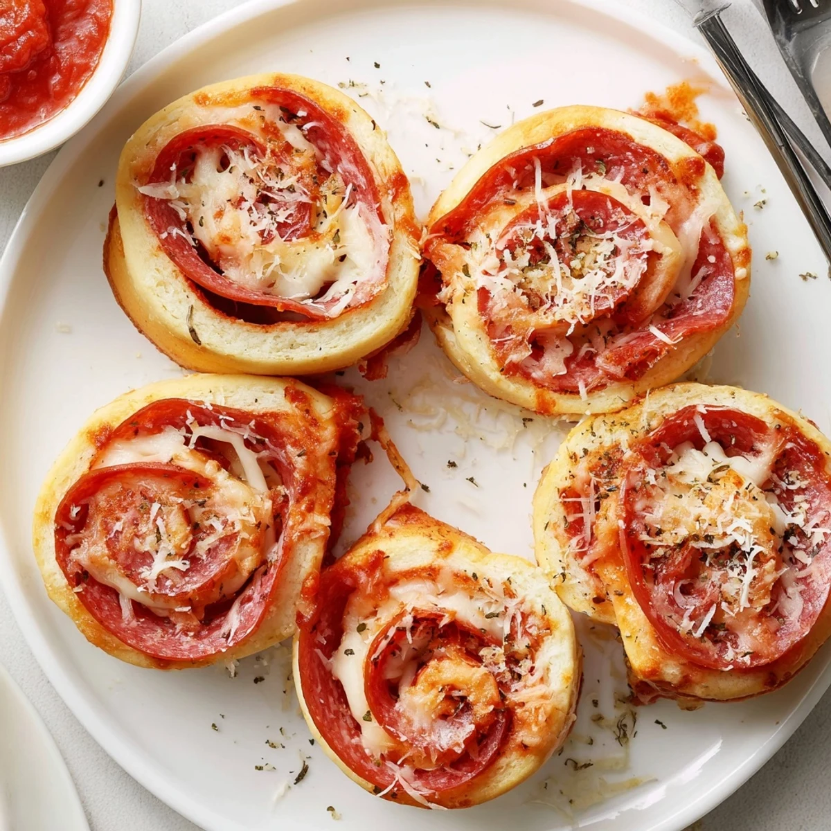 Pepperoni Pizza Roll Breadsticks Recipe with crispy edges, arranged on parchment, ready for dipping