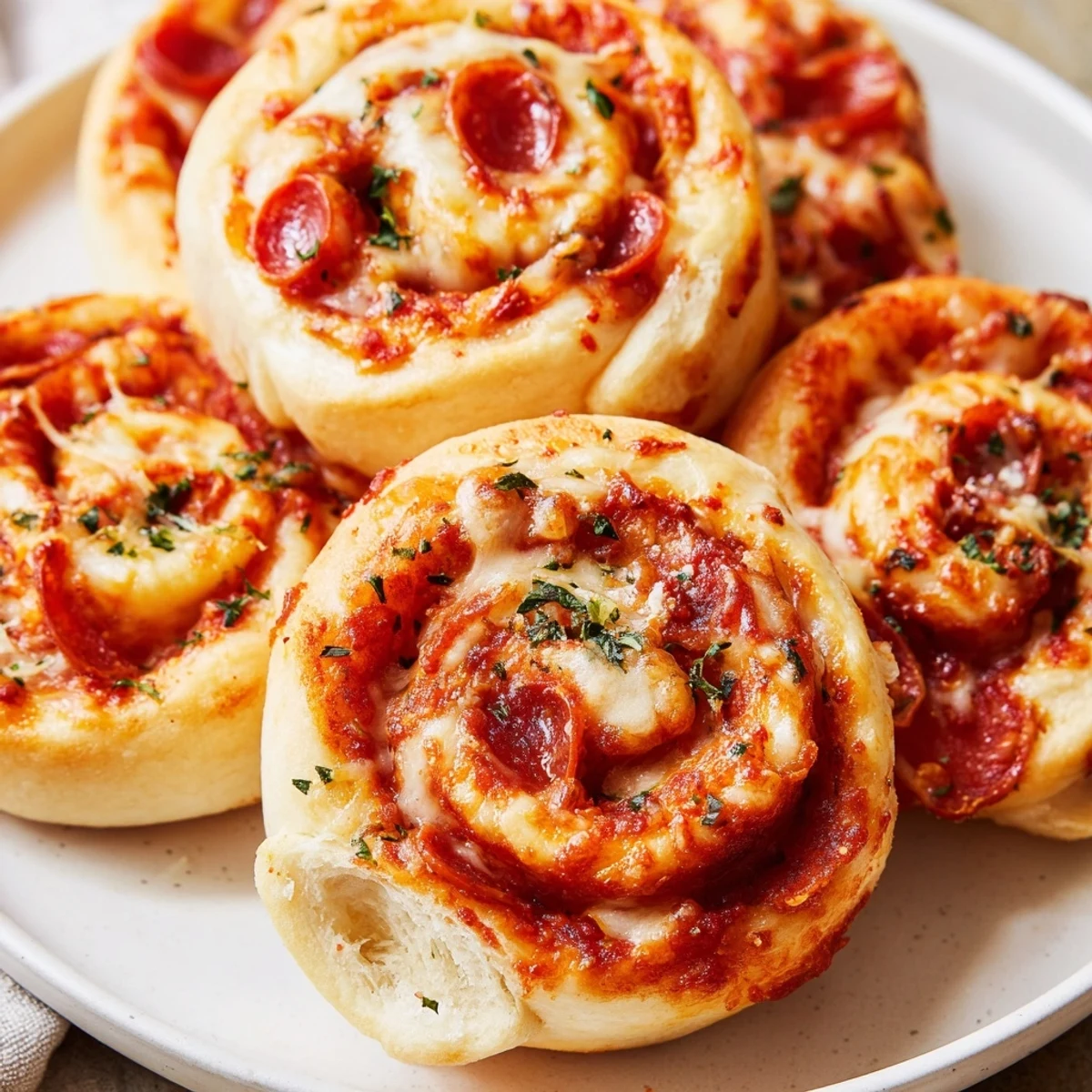 Warm Homemade Pizza Rolls, soft, fluffy dough hugging savory pepperoni and sauce