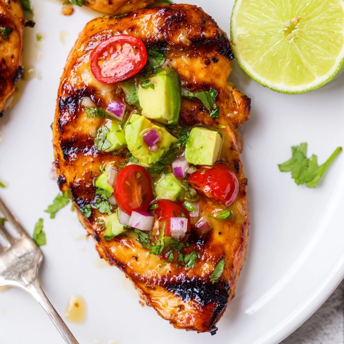 Served with warm tortillas, Fiesta Lime Chicken With Avocado and fresh salsa.