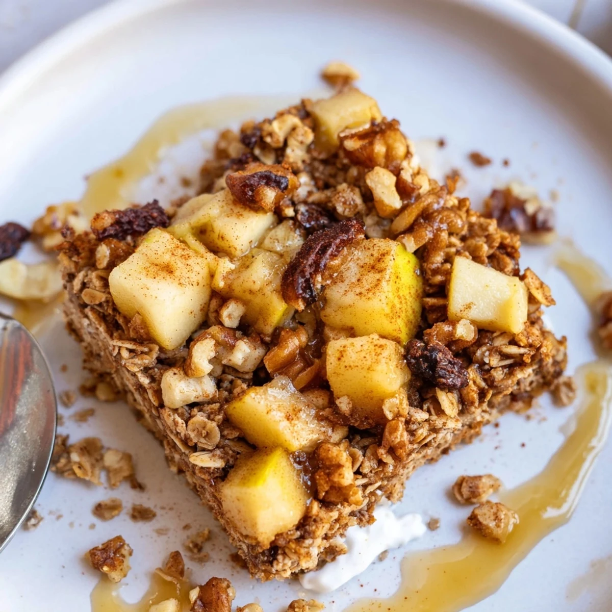 Delicious Apple Cinnamon Oatmeal Bake Recipe For Mornings, steaming with golden edges