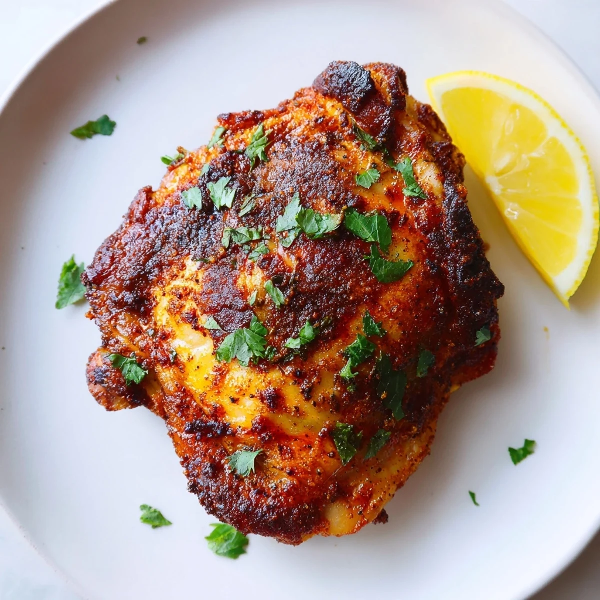 Fragrant Moroccan spiced chicken thighs marinated in cumin and paprika, roasted until golden