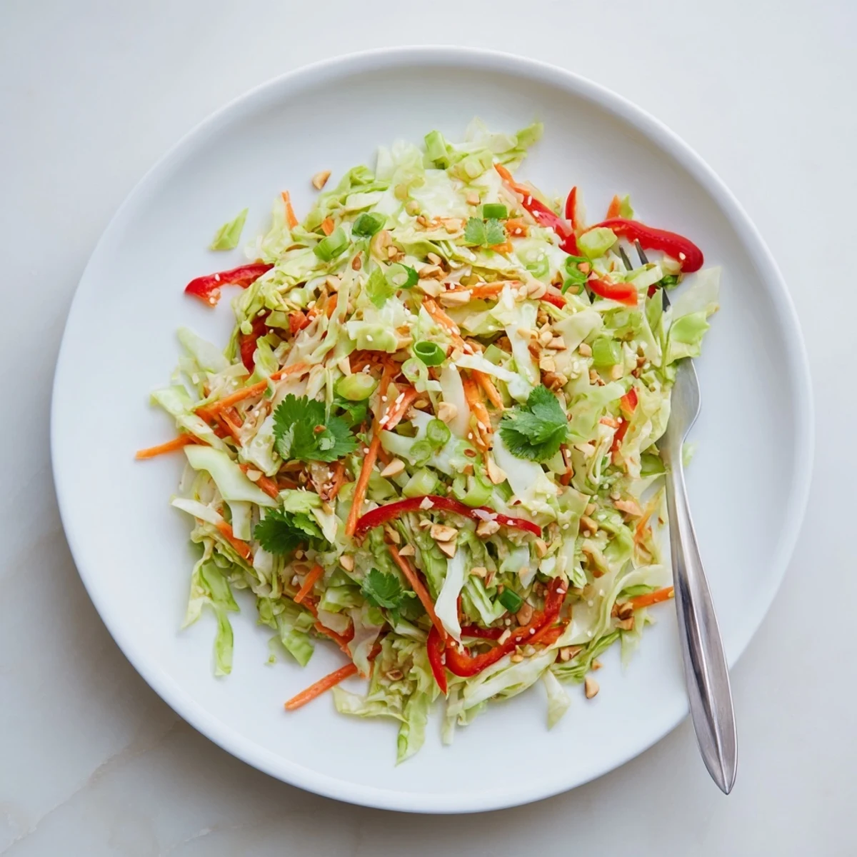 Chilled Asian Cabbage Salad served as side with grilled chicken or tofu