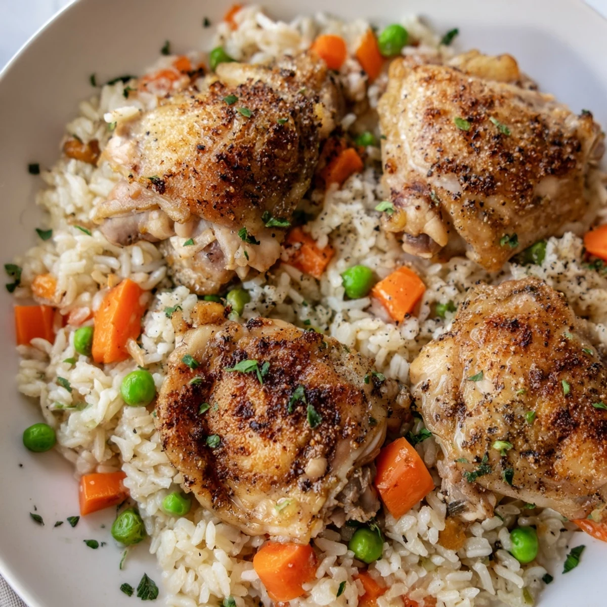 Slow Cooker Lemon Herb Chicken And Rice bubbling with lemony aroma and tender chicken.