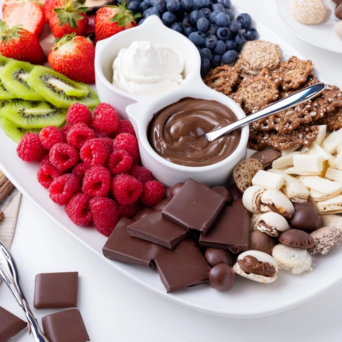 A colorful Dessert Charcuterie Board arranged on a wooden platter for sharing