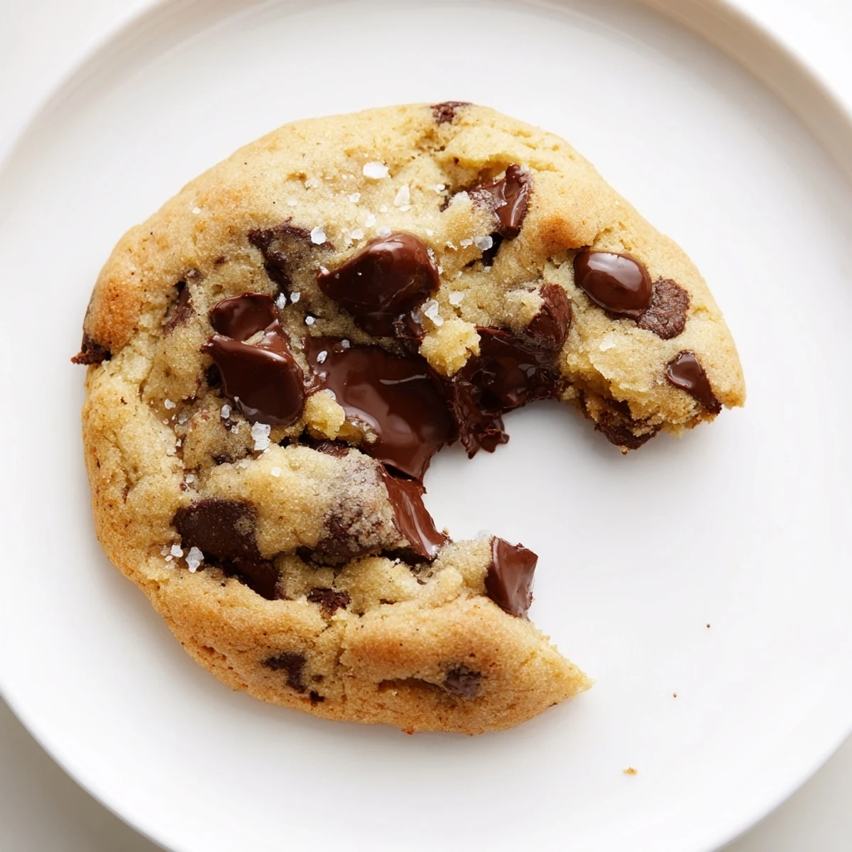 Warm Chocolate Chip Cookies with gooey centers cooling on parchment-lined baking sheet
