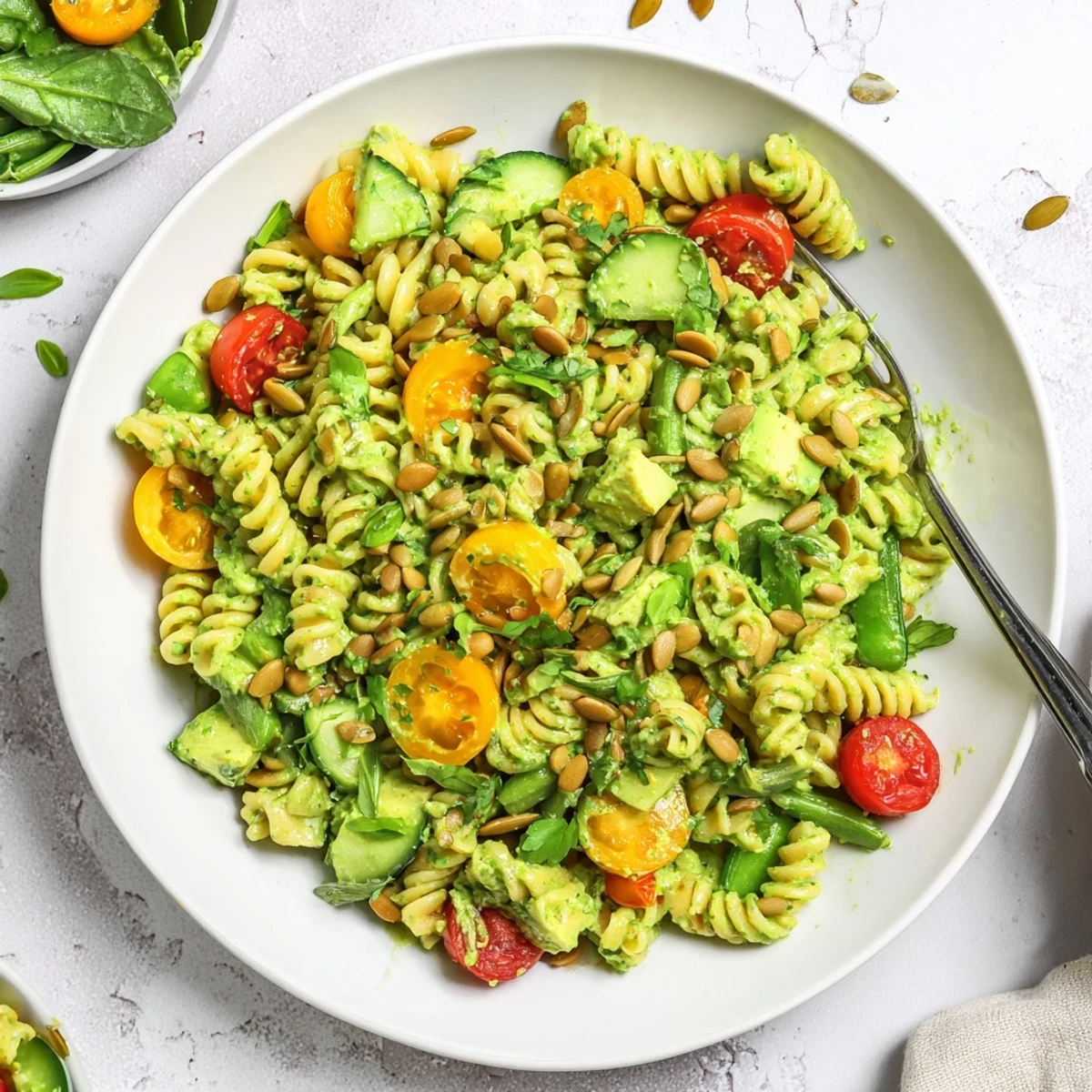 Chilled Green Goddess Pasta Salad perfect for picnics, tangy lemon and fresh herbs