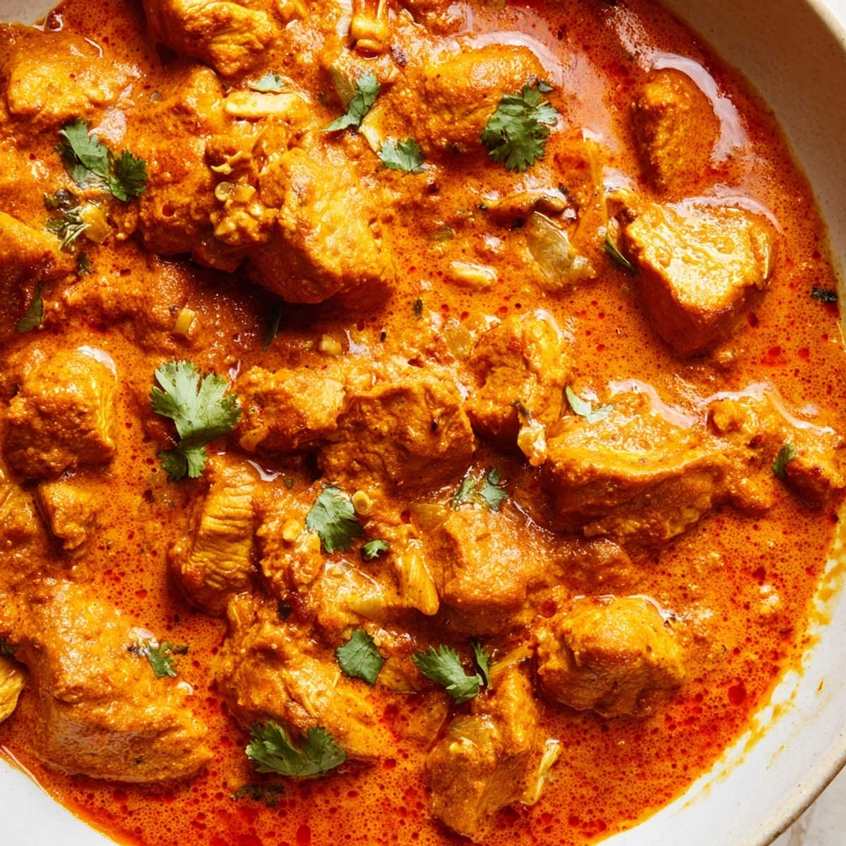 Creamy Crockpot Butter Chicken simmered in golden aromatic spices served over fluffy basmati rice