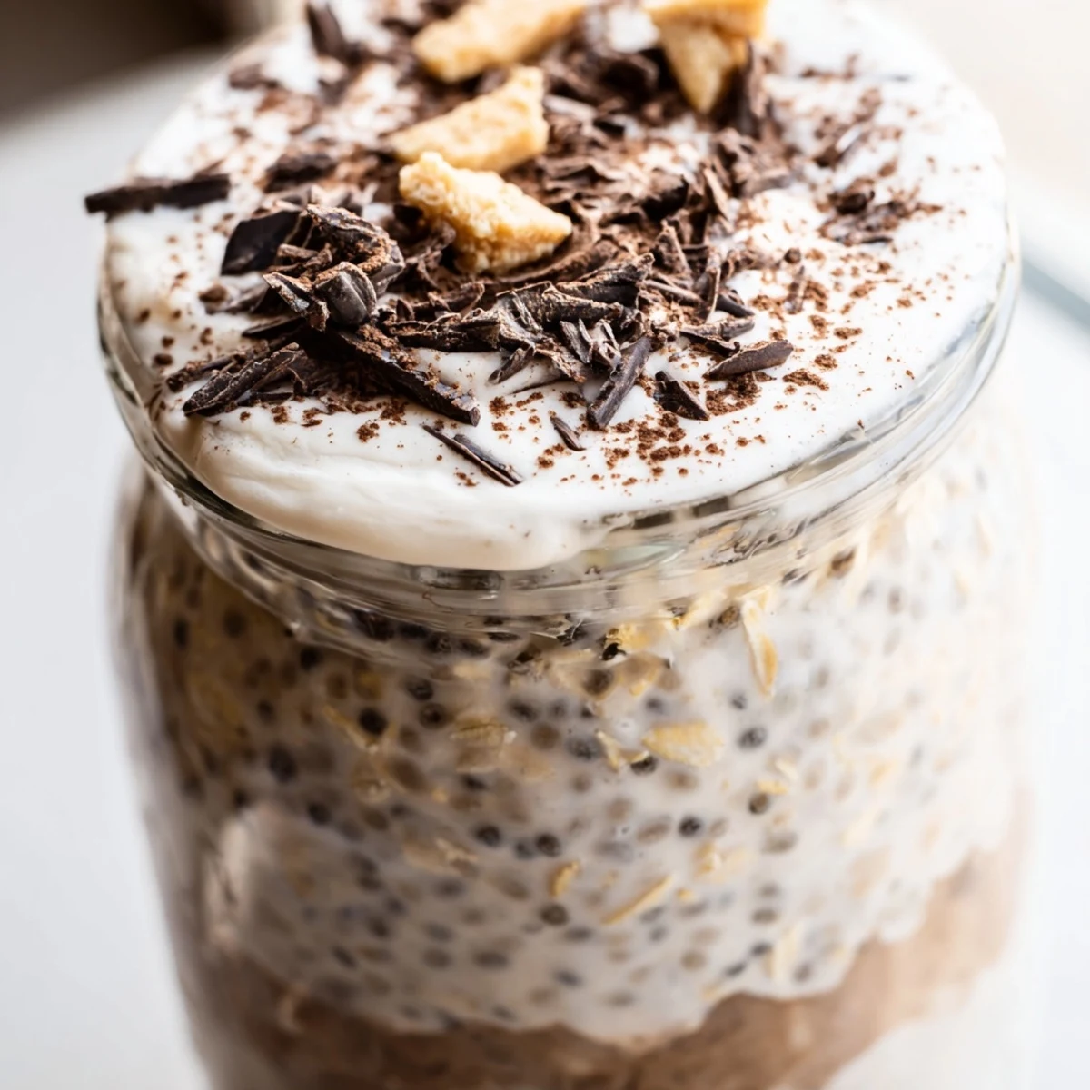 Luscious tiramisu overnight oats with a velvety mascarpone layer and espresso-soaked oats