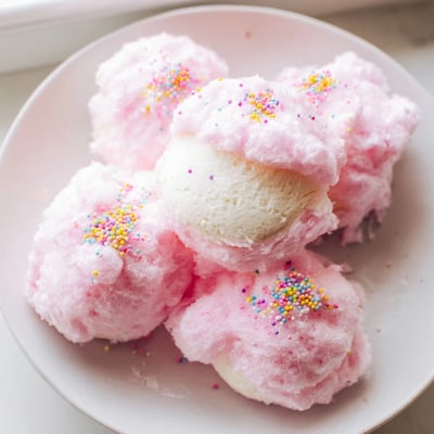 Mini Cotton Candy Cheesecake Puff Balls Sweet Delight