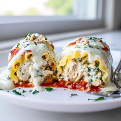 Garlic Parmesan Chicken Lasagna Rolls